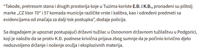 Montenegro-avmp/U-pretresima-u-Zeti-i-Tuzima-oduzeta-dva-pistolja-municija-balisticki-prsluk-blindirana-vozila_2
