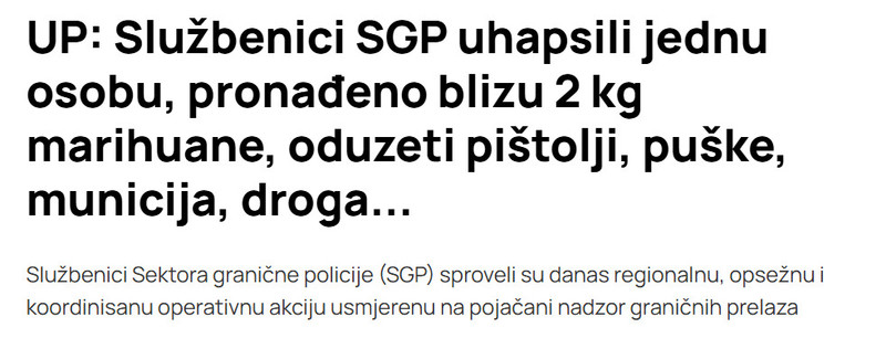 Montenegro-avmp/UP-Sluzbenici-SGP-uhapsili-jednu-osobu-pronadeno-blizu-2-kg-marihuane-oduzeti-pistolji-puske-municija-droga..._2