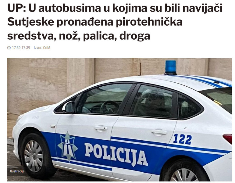 Montenegro-avmp/UP-U-autobusima-u-kojima-su-bili-navijaci-Sutjeske-pronadena-pirotehnicka-sredstva-noz-palica-droga_2