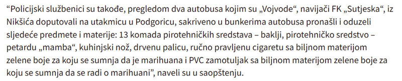 Montenegro-avmp/UP-U-autobusima-u-kojima-su-bili-navijaci-Sutjeske-pronadena-pirotehnicka-sredstva-noz-palica-droga_3