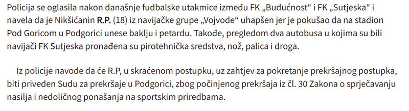 Montenegro-avmp/UP-U-autobusima-u-kojima-su-bili-navijaci-Sutjeske-pronadena-pirotehnicka-sredstva-noz-palica-droga
