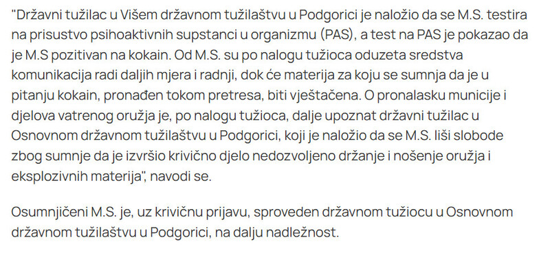 Montenegro-avmp/UP-Uhapsen-nakon-sto-su-mu-pretresom-pronadeni-kokain-i-djelovi-oruzja_3