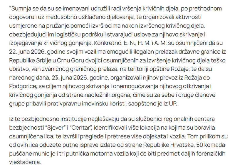 Montenegro-avmp/UP-Uhapseni-Nokic-i-dvojica-Mujevica---Veskoviceve-ubice-sakrili-u-Crnoj-Gori_2