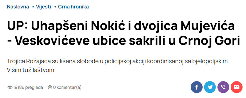 Montenegro-avmp/UP-Uhapseni-Nokic-i-dvojica-Mujevica---Veskoviceve-ubice-sakrili-u-Crnoj-Gori