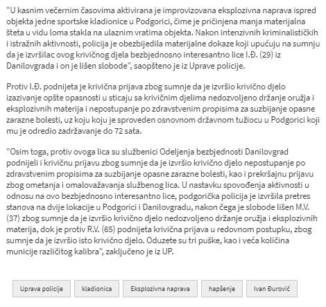 Montenegro-avmp/UP_-Rasvijetljeno-aktiviranje-eksplozivne-naprave-na-sportsku-kladionicu-u