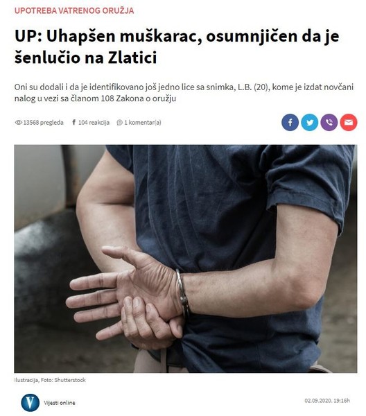 Montenegro-avmp/UP_-Uhapsen-muskarac-osumnjicen-da-je-senlucio-na-Zlatici