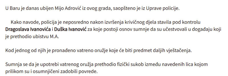 Montenegro-avmp/Ubijen-Baranin-osumnjicena-braca-Ivanovic