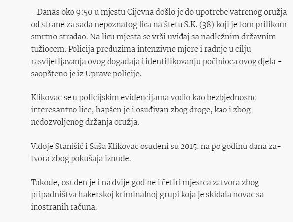 Montenegro-avmp/Ubijen-Sasa-Klikovac-policija-traga-za-napadacem_2
