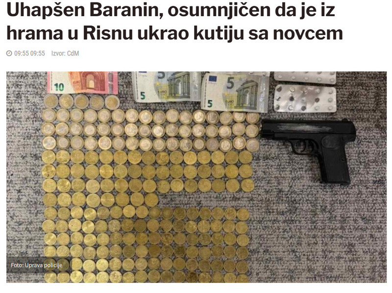 Montenegro-avmp/Uhapsen-Baranin-osumnjicen-da-je-iz-hrama-u-Risnu-ukrao-kutiju-sa-novcem_1