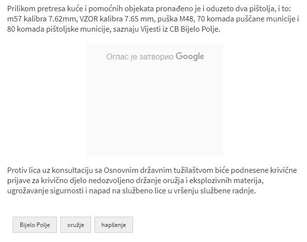 Montenegro-avmp/Uhapsen-Bjelopoljac-osumnjicen-za-nedozvoljeno-drzanje-oruzja_2