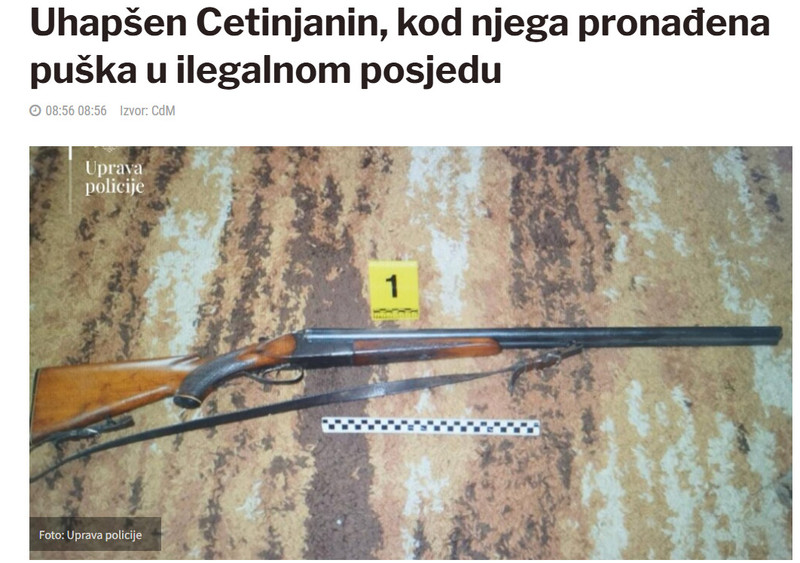 Montenegro-avmp/Uhapsen-Cetinjanin-kod-njega-pronadena-puska-u-ilegalnom-posjedu---CdM