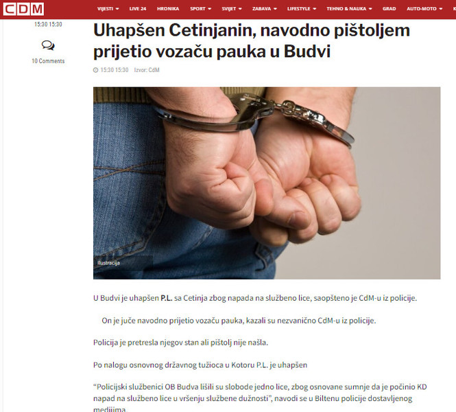 Montenegro-avmp/Uhapsen-Cetinjanin-navodno-pistoljem-prijetio-vozacu-pauka-u-Budvi---CdM