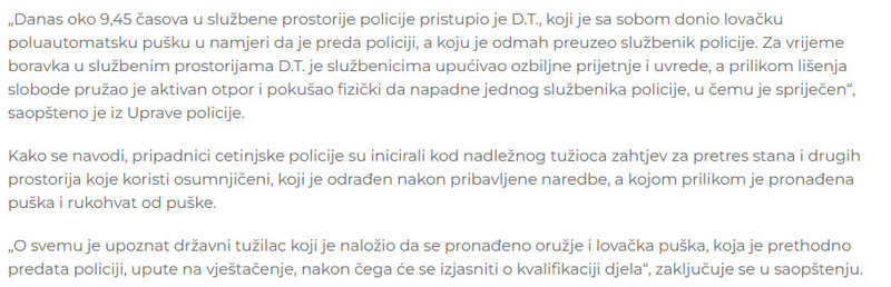 Montenegro-avmp/Uhapsen-Cetinjanin-tokom-predaje-puske-pokusao-da-napadne-policajca1