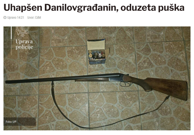 Montenegro-avmp/Uhapsen-Danilovgradanin-oduzeta-puska---CdM