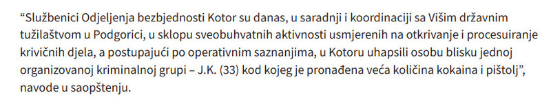 Montenegro-avmp/Uhapsen-Kotoranin-kod-njega-pronadeno-oko-45-kilograma-kokaina-i-pistolj--_2