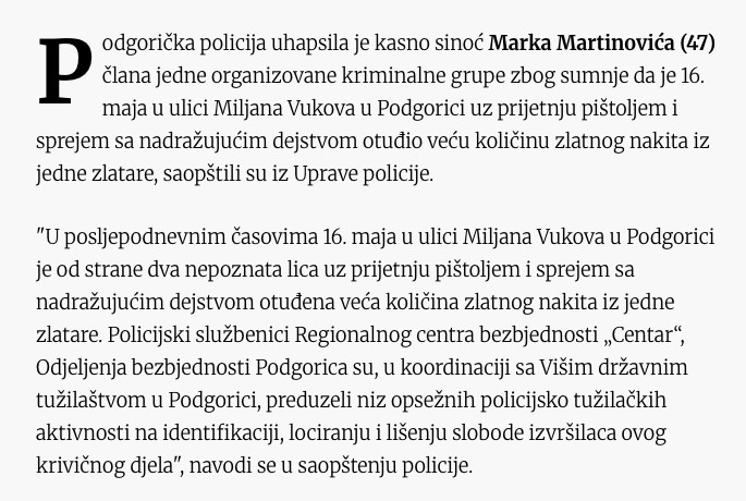 Montenegro-avmp/Uhapsen-Marko-Martinovic-osumnjicen-za-pljacku-zlatare-_Mikel_