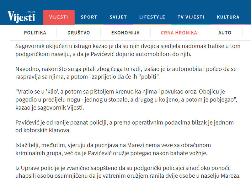 Montenegro-avmp/Uhapsen-Marko-Pavicevic-osumnjicen-za-ranjavanje-Savovica-i-Galica