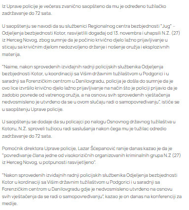 Montenegro-avmp/Uhapsen-Nemanja-Zurovac-navodni-pripadnik-kavackog-klana-2