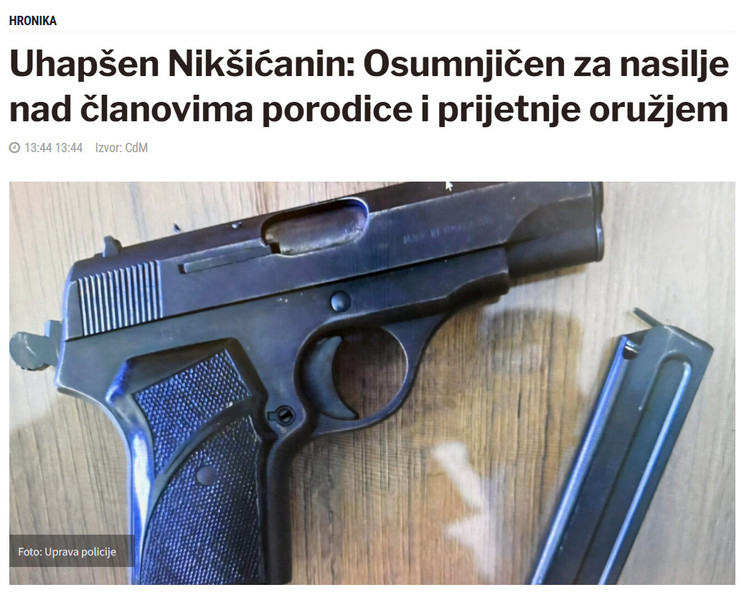 Montenegro-avmp/Uhapsen-Niksicanin-Osumnjicen-za-nasilje-nad-clanovima-porodice-i-prijetnje-oruzjem_1