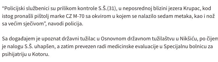Montenegro-avmp/Uhapsen-Niksicanin-pronadeno-oruzje-municija-noz-prevezen-u-Specijalnu-bol_1