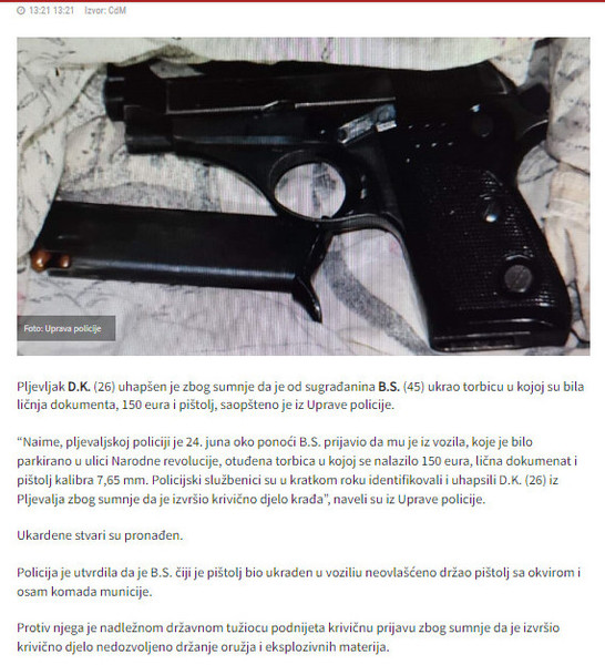 Montenegro-avmp/Uhapsen-Pljevljak