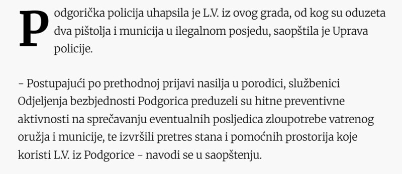 Montenegro-avmp/Uhapsen-Podgoricanin-Oduzeta-dva-pistolja-i-municija-u-ilegalnom-posjedu_1