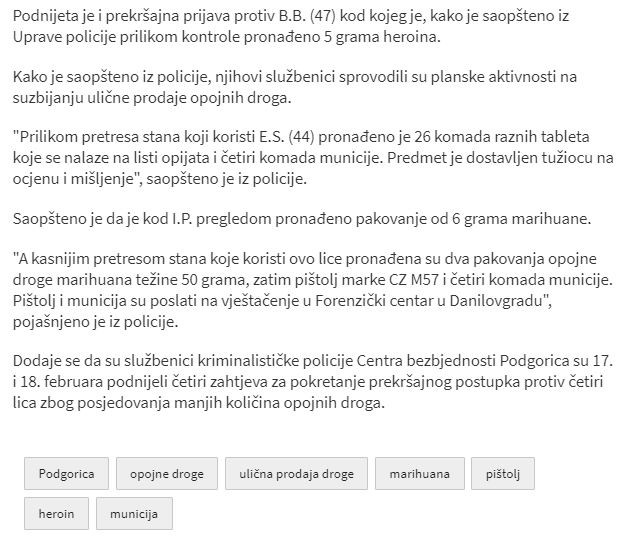 Montenegro-avmp/Uhapsen-Podgoricanin-pronadena-droga-i-pistolj_2_1