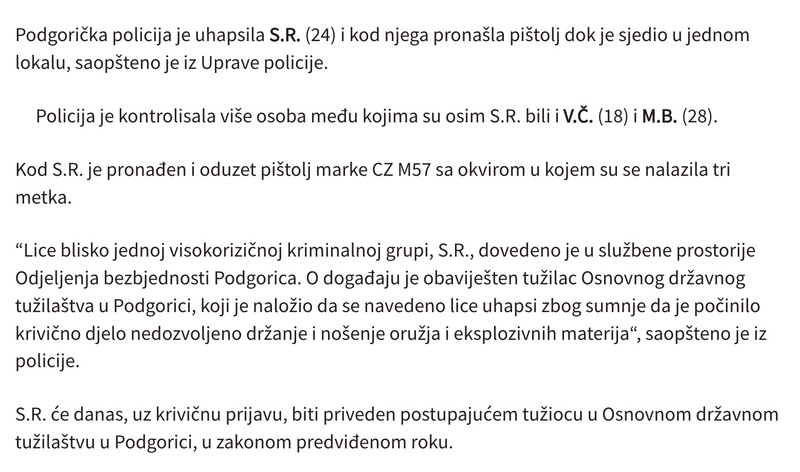 Montenegro-avmp/Uhapsen-Podgoricanin-u-lokalu-sjedio-naoruzan---CdM1