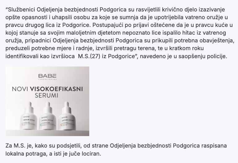 Montenegro-avmp/Uhapsen-Podgoricanin_-Osumnjicen-da-je-ispalio-hitac-u-pravcu-kuce-gdje-zi_1