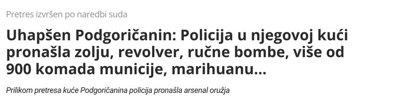 Montenegro-avmp/Uhapsen-Podgoricanin_-Policija-u-njegovoj-kuci-pronasla-zolju-revolver-ruc