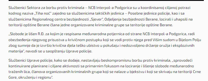 Montenegro-avmp/Uhapsen-Radomir-Dukic-navodni-clan-Vuleviceve-kriminalne-grupe