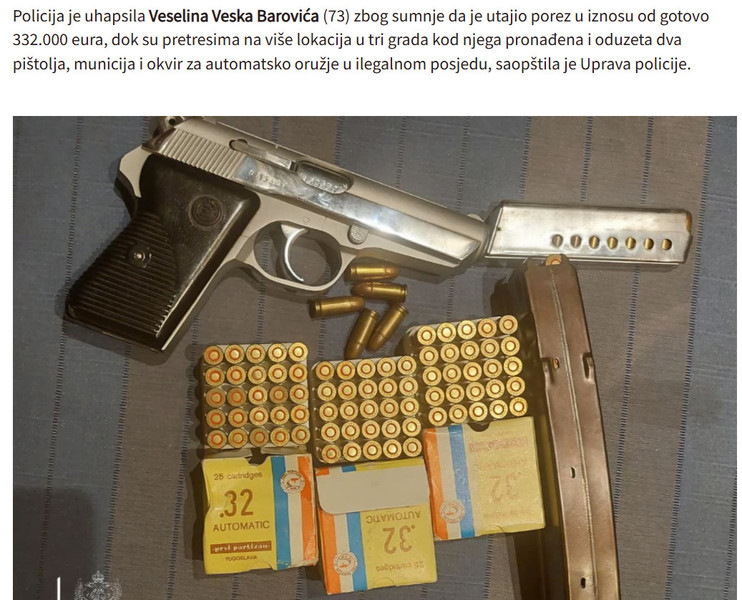 Montenegro-avmp/Uhapsen-Vesko-Barovic-osumnjicen-za-utaju-poreza-od-preko-300-hiljada-eura-oduzeti-pistolji-i-municija_1