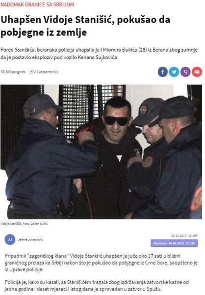 Montenegro-avmp/Uhapsen-Vidoje-Stanisic-pokusao-da-pobjegne-iz-zemlje