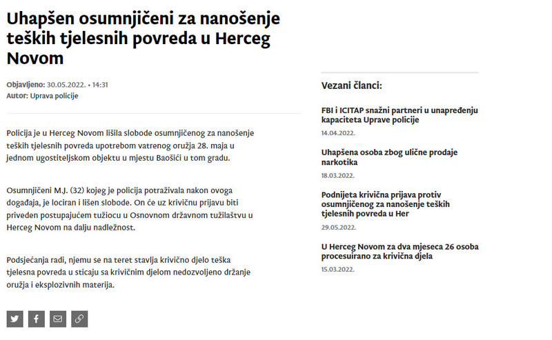 Montenegro-avmp/Uhapsen-osumnjiceni-za-nanosenje-teskih-tjelesnih-povreda-u-Herceg-Novom