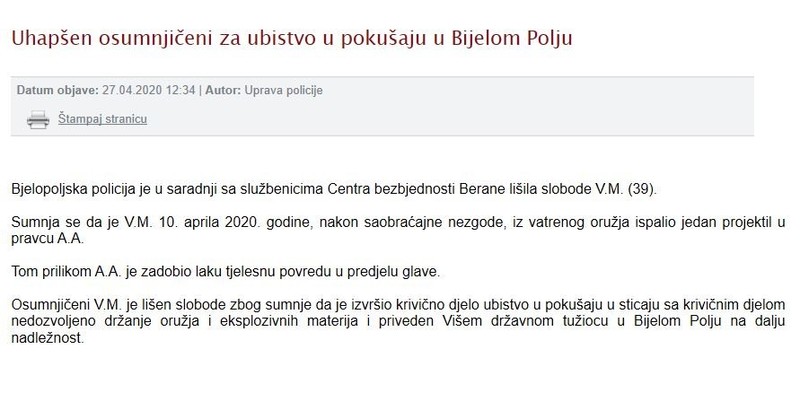 Montenegro-avmp/Uhapsen-osumnjiceni-za-napad-u-BP
