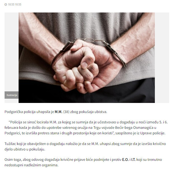 Montenegro-avmp/Uhapsen-osumnjiceni-za-pokusaju-ubistva-u-Podgorici---CdM