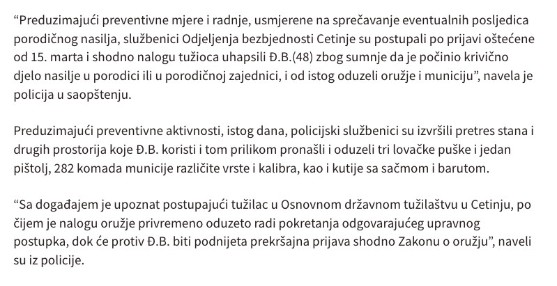 Montenegro-avmp/Uhapsen-osumnjiceni-za-porodicno-nasilje-na-Cetinju-oduzeto-oruzje-i-munic_1