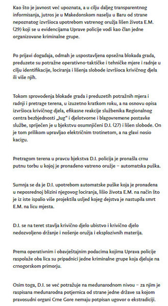 Montenegro-avmp/Uhapsen-osumnjiceni-za-ubistvo-clana-OKG-u-Baru