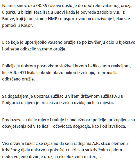 Montenegro-avmp/Uhapsen-osumnjiceni-za-ubistvo-u-pokusaju-sinoc-u-Budvi