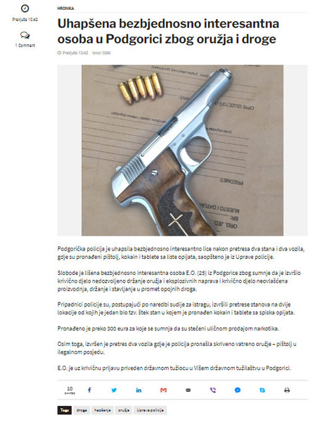 Montenegro-avmp/Uhapsena-bezbjednosno-interesantna-osoba-u-Podgorici-zbog-oruzja-i-droge