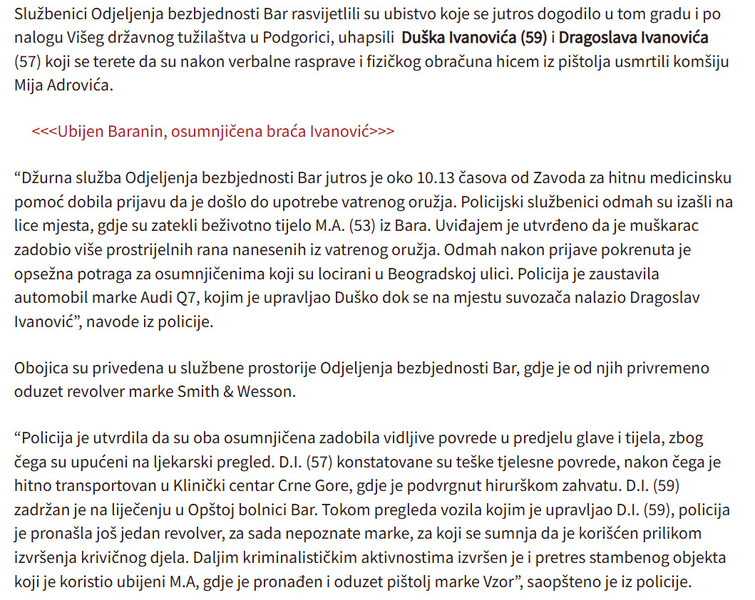 Montenegro-avmp/Uhapsena-braca-Ivanovic-osumnjiceni-za-ubistvo-Adrovica_1