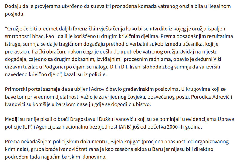 Montenegro-avmp/Uhapsena-braca-Ivanovic-osumnjiceni-za-ubistvo-Adrovica