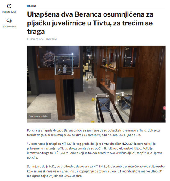 Montenegro-avmp/Uhapsena-dva-Beranca-osumnjicena-za-pljacku-juvelirnice-u-Tivtu-za-trecim-_1