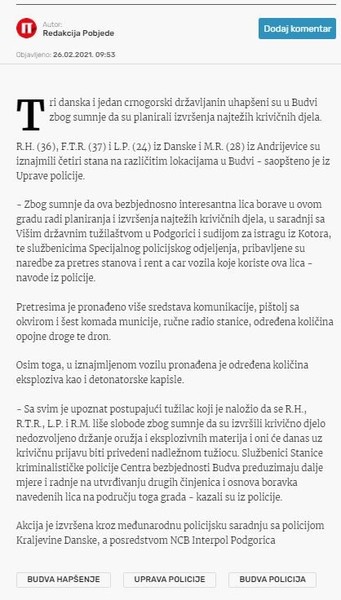 Montenegro-avmp/Uhapsena-tri-danska-i-jedan-crnogorski-drzavljanin_-Pronadeno-oruzje-droga