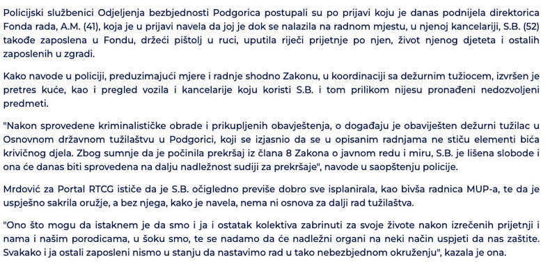 Montenegro-avmp/Uhapsena-zaposlena-u-Fondu-rada-prijetila-direktorici-__-Hronika-__-RTCG--_1