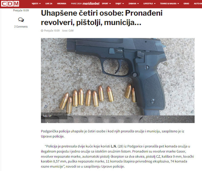 Montenegro-avmp/Uhapsene-cetiri-osobe_-Pronadeni-revolveri-pistolji-municija...---CdM_1