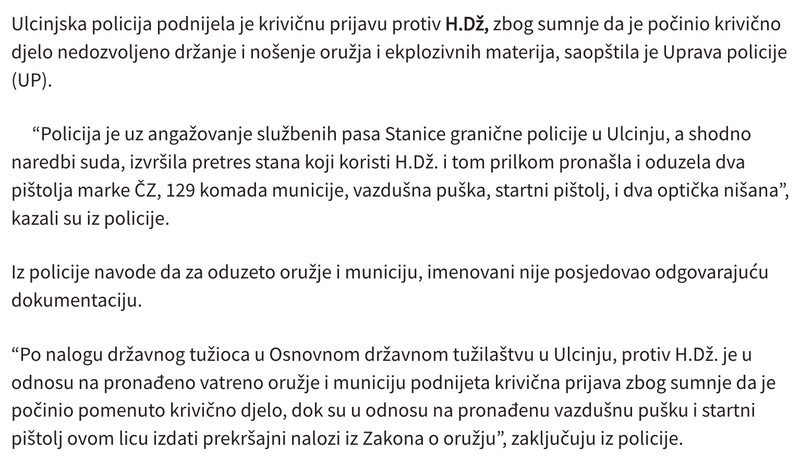 Montenegro-avmp/Ulcinj_-Krivicna-prijava-protiv-jedne-osobe-pretresom-stana-pronadena-vazd_1