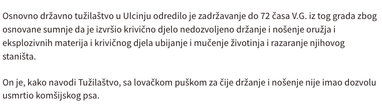 Montenegro-avmp/Ulcinjaninu-zadrzavanje-do-72-casa-osumnjicen-da-je-ubio-komsijskog-psa---_1
