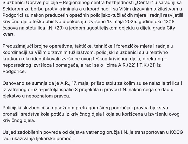 Montenegro-avmp/Uprava-policije_-Rasvijetljen-pokusaj-ubistva-Igora-Nedovica-u-Siti-kvartu_1
