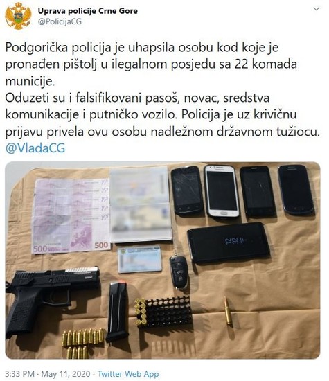 Montenegro-avmp/Weapon-seizure-pistol